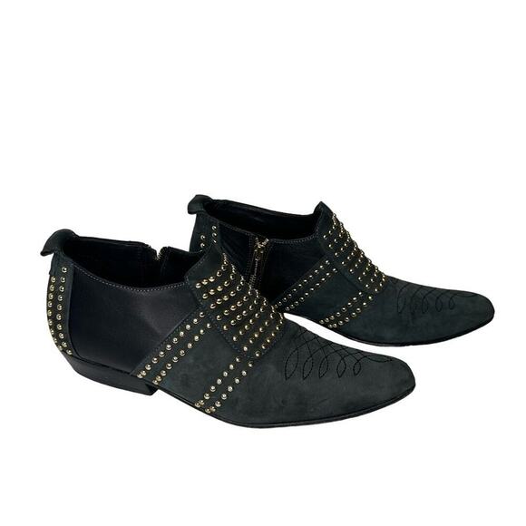 Anine Bing Charlie Low Pointed Toe Suede Studded Booties Women's US 6 Gray - Picture 1 of 8